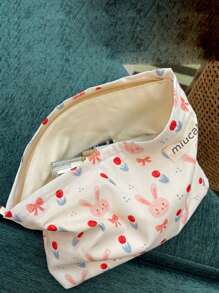 Bolsa de cosméticos de lona con estampado floral, estuche de lona para lápices, neceser de viaje de verano