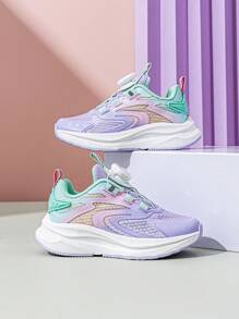 Annil Kinderschuhe für Jungen und Mädchen, Knopf Sneaker Laufschuhe, leichte Schuhe mit weicher Sohle, Frühling - Violett - Übersicht 4