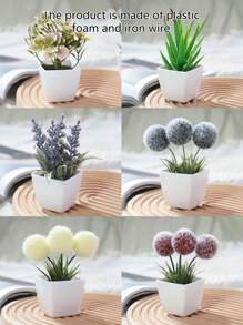 6pcs Artificial Mini Fur Ball Small Potted Plants - Suitable For Home Decor, Festival Atmosphere Desktop Decoration, Window Sill, Bathroom Decor Gifts Birthday Graduation,Garden Decor,Outdoor Plant,Gardening,Fake Flowers - Multicolor - View 5