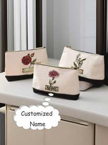 Customized Flower Text, Lightweight Canvas Waterproof Zipper For Opening Red Envelopes, Large Capacity Coin Wallet, Pen Case, Suitable For Shopping, Dating, Vacation, Travel, Festivals, Parties, Gifts, Suitable For Giving To Ladies, Mothers, Teachers, Nurses, Etc - Multicolor - View 7