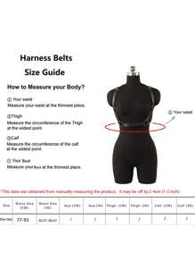 1pc Women's PU Leather Gothic Style Adjustable Suspender Waist Belt, Fashion Accessory - Black - View 7