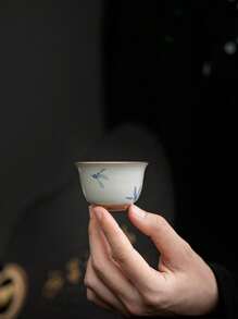 1件手绘蝴蝶兰陶瓷茶杯，家用功夫茶具，批发釉下彩茶碗，回到学校 - 彩色 - 查看 4