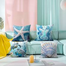 4pcs Ocean Animal Series Decorative Throw Pillow Covers, 45*45cm Single-Sided Printed - Multicolor - View 5