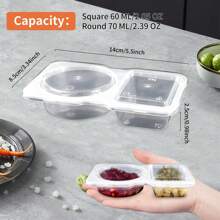 20 piezas Contenedor de condimento de doble compartimento, contenedores de aperitivos reutilizables, contenedores de condimentos con tapas, contenedores para salsas, aperitivos, comida para llevar, viajes y campamentos al aire libre - Multicolor - Ver 3