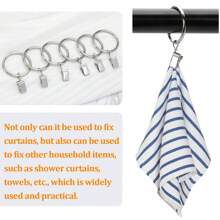 10pcs/40pcs Curtain Rings With Clips, Curtain Rings With Hooks, 1.26 Inch Inner Diameter, Suitable For Curtain Rods In Living Room, Bathroom, Easy To Use, Gold, Black, Silver - Multicolor - View 6