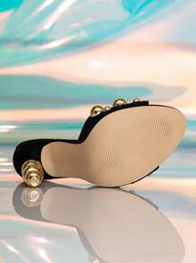 Dép xăng đan đen, kiểu dáng thời trang với đinh tán, đơn giản và thanh lịch, phù hợp cho công sở, dự tiệc, du lịch, đi làm, trang phục mùa xuân hè. - màu đen - Xem 7