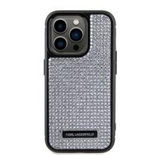 Karl Lagerfeld Karl Rhinestone Logo Metal Case For IPhone 15 Pro - Silver - Silver - View 3