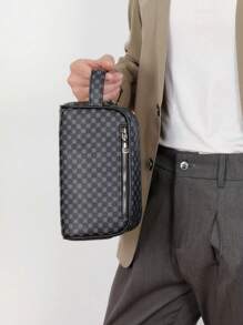 Men's PU Leather Printed Dopp Kit, Travel Shaving Set, Wrist Pouch, Anti-Theft Business Wallet, Clutch Wallet, Suitable For Teens, Casual Outdoor, Athletic, Vacation, Travel, Graduation Gifts, Birthday Dress Accessories - Multicolor - View 11