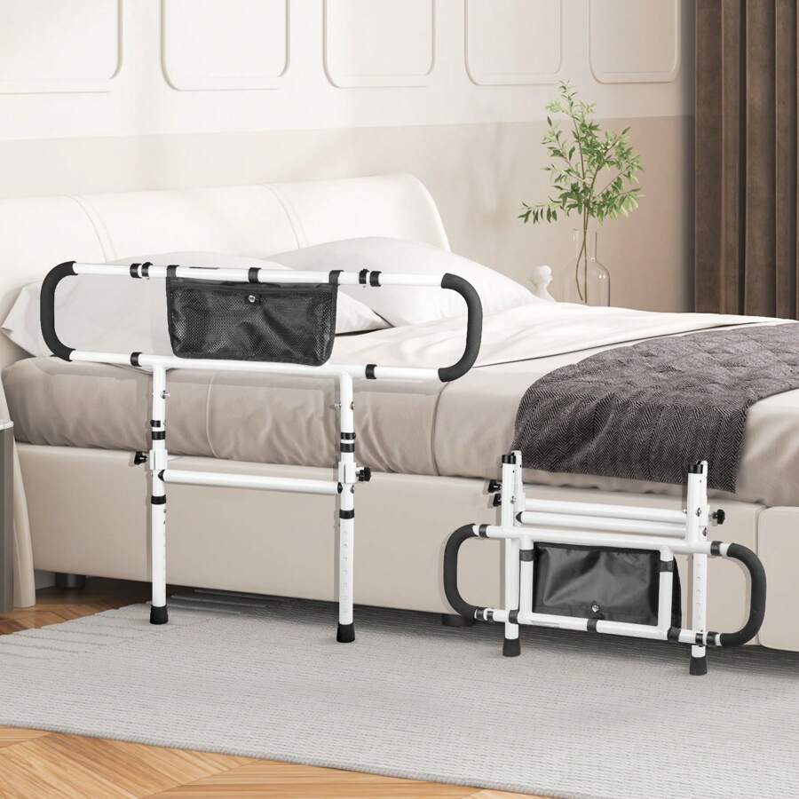Bed Rails For Elderly Adults. The Bed Assist Rails For Seniors Can Be Folded At 180°/90°. They Have A Load-Bearing Capacity Of 450 Pounds/300 Pounds. The Side Rail Handrails Are Equipped With Handles That Can Be Adjusted In Four Levels, And There Are Storage Pockets. These Bed Rails Are Suitable For King-Size Beds, Queen-Size Beds, Full-Size Beds And Twin Beds. - 40.55 x 30.51 x 36.85 in - 查看 1