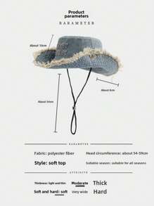 1 PC Unisex Couple Style Distressed Embroidered English Letters Retro Washed Rough Edge Drawstring Hat Bucket Hat Sun Hat Outdoor Cycling Mountaineering Sun Hat Suitable For Travel Beach Seaside Leisure Vacation Play Daily Use - Multicolor - View 7