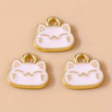 10pcs Cute Animal Zinc Alloy Oil Drop Cat Pendant, DIY Jewelry Accessories, Hair Accessories, Keychain, Earrings And Necklace Charm