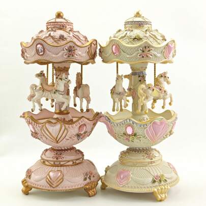 Rotating Carousel Heart-Shaped Music Box, Home Decor Gift For Mother's Day Christmas Decorations Room Decor Christmas