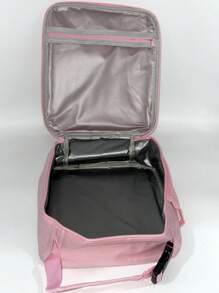 Colorful Rainbow Insulated Lunch Bag, Glitter Laser Picnic Ice Pack Tote, Minimalist Shoulder Bag For Girls - Pink - View 2