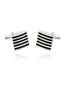1 Pair Fashionable Blue And Red Striped Cufflinks, European And American Style Business Casual Cuff Links Accessory For Men And Women's Suit Shirts