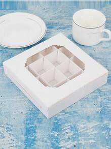 带窗口的透明烘焙盒、甜点盒、糕点盒、礼品盒，简单方便，可接触食物，可混合和组装糖果、巧克力，非常适合庆祝活动和家庭烘焙