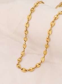 1pc Stainless Steel Coffee Bean Shape Chain Necklaces For Women Fashion Simple Necklace Jewelry