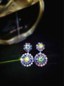 1 paire de boucles d'oreilles à clous en cristal CZ effet AB, pour un look glamour, idéales pour le mariage, les fêtes et les cérémonies de remise des diplômes