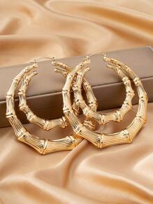 1 Cặp bông tai vòng đôi thắt nút tre siêu lớn cho nữ - Vàng - Xem 2