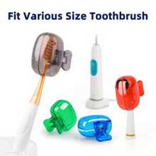 Set de 4 cubiertas protectoras portátiles para cabezales de cepillo de dientes con caja de almacenamiento fácil de abrir/cerrar, protector de cepillo de dientes, accesorio de baño esencial para el hogar y viajes, libre de alcohol