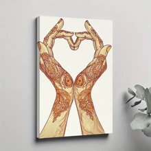 1pc Framed Canvas Wall Art, Heart Hands Gestures Art Print Canvas Poster, Ideal Gift For Bedroom Living Room Hallway Dorm Wall Decor