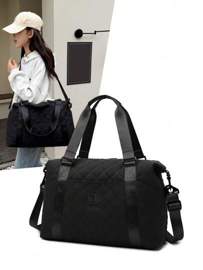 Simple Diamond Lattice Quilted Bag Women's Travel Bag Embroidered Tote Fashion Gym Bag Large Capacity Multifunction With Multi Pockets Wet And Dry Separation Lightweight Foldable Portable Handbag For Travel,Vacation,Business,Commuting, School Back To School Supplies Bag For School School Accessories School Stuff