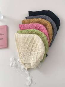 1pc Teenage Girl Sweet Straw Hat With Ribbon Decor, Versatile Bucket Hat Design For Sun Protection, Spring/Summer - Straw Bucket Hat - View 3