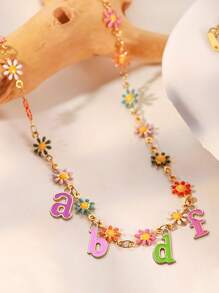 Personalized Daisy Necklace - Custom Initial Dopamine Color Jewelry For Women, Adjustable Collarbone Chain With Spring Floral Charm, Dainty Everyday Accessories.Perfect For Girls, Friends, Family - Birthday Party Jewelry, Travel/Back-To-School/Graduation Season Gift.