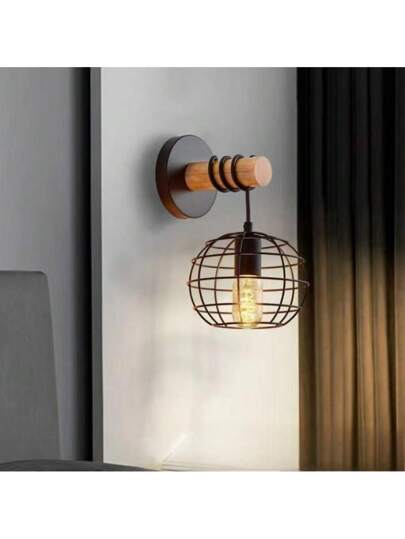 Chinese Retro Minimalist Bar/Hallway/Courtyard Creative Bedside Wand Lamp, Wooden Lighting Fixture view 4