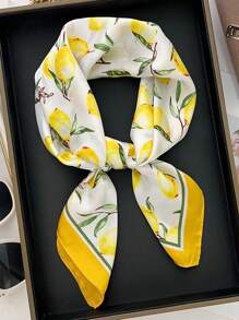 1 件女士柠檬图案时尚头巾，适合日常生活