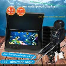 Underwater Fishing Camera, 4.3 Inch HD Waterproof Ice Fishing Camera Professional Fish Finder With Monitor Holder For Ice Lake Sea Boat Fishing