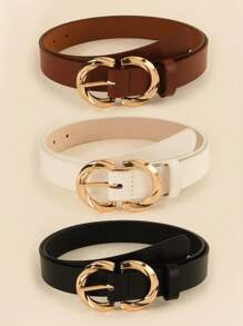 3条装女士双D环腰带，时尚优雅百搭，可搭配T恤/连衣裙，适合日常穿着。 - 彩色 - 查看 25