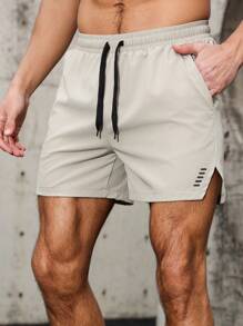 男士速干弹力多口袋户外运动短裤 - 卡其色 - 查看 3