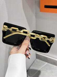 1 Pair Square Full Frame Fashion Sunglasses, Suitable For Sports, Fishing, Vacation, Travel, Driving, Street, Beach, UV Protection, Exercise, Outdoor Activities, Golf, Driving, Holiday Outfit, Outdoor Outfit, Hiking, Street Fashion Accessories, Party, Sun Protection Fashionable Shade Elegant Outfit Family Outings Travel Vacation Holiday For Summer Beach Vacation,Outdoor,Travel - 彩色 - 查看 5