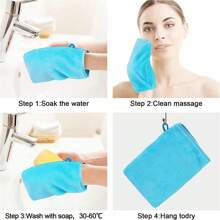 6 pièces Gant de toilette en microfibre doux pour le visage, gant de douche, gant démaquillant réutilisable, style européen, 15 cm x 20 cm