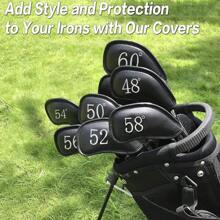 Set de 8 fundas para cabezas de palos de golf, de piel sintética de lujo con ajuste universal para los principales palos de hierro, un regalo ideal - Multicolor - Ver 2