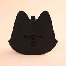 Cute Cartoon Dog Poop Bag With Leash Holder, PU Leather, Korean Style, Pet Cleaning Waste Bag