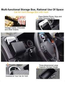 1 件装汽车通风皮革整洁储物挂袋保护套，用于存放钥匙、硬币、手机和眼镜。带挂钩的通用车用桶。让您的汽车保持干净整洁