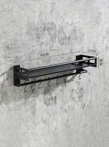 1pc Multi-Function Spice Rack, Wall Mounted Storage For Kitchen, Bathroom, Balcony, Space Saving, Waterproof & Rustproof, No-Drill Installation