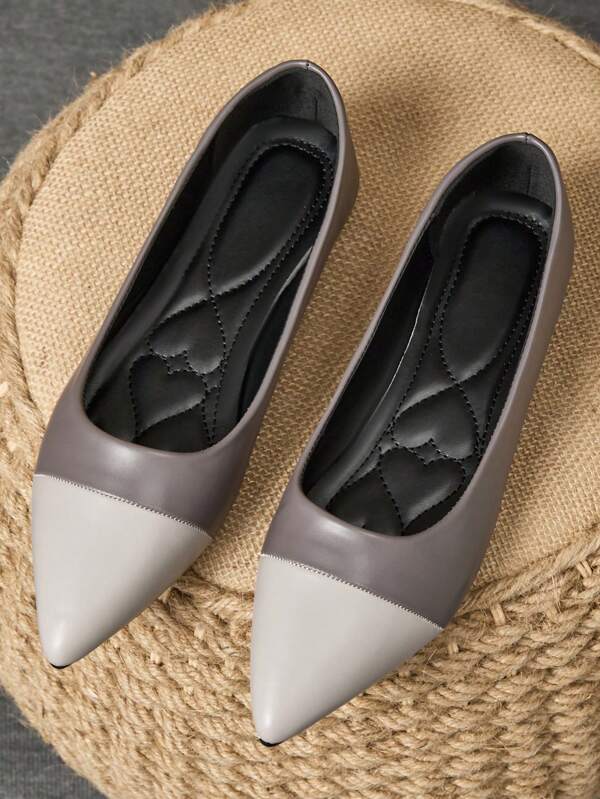 Damskie jasnoszare baleriny, wygodne, oddychające, uniwersalne, codzienne, do pracy i biura, swobodne, wsuwane buty