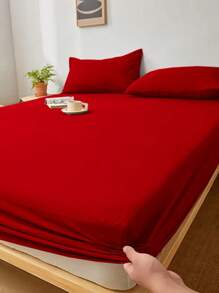 3-PIECE 400 THREADLINE QUEEN SHEET BEDDING SET PRINTED MICROPERCALE - 紅色的 - 查看 2
