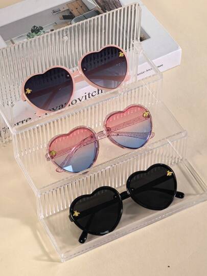 Set de 3 gafas de moda con forma de corazón para niños