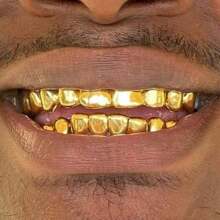 THATBOY 2pcs/Set Hip Hop Rapper Fashion Jewelry For Vampire Grillz 18K Golden Silvery Color Plated Braces Vampire Wolf Teeth Grills,Halloween - Multicolor - View 8