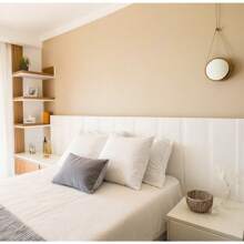 Modular Headboard Kit For Queen King Double Bed Upholstered Box Rectangular Plate 20x45 Centimeters - White - View 5