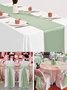 Set de 2 piezas/10 piezas Manteles de tela satinada multicolor de 30*275cm de largo, telas de alta calidad y suavidad sedosa para bodas, fiestas de cumpleaños, banquetes, graduaciones, decoración de eventos de compromiso, también se puede usar como faja para sillas o accesorio