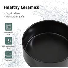 Comedero y bebedero cerámicos antideslizantes para perros grandes, con diseño de "Amante de los perros y mamá de perros", protege la columna cervical (tazón individual de 8 pulgadas, negro) - Negro - Ver 10