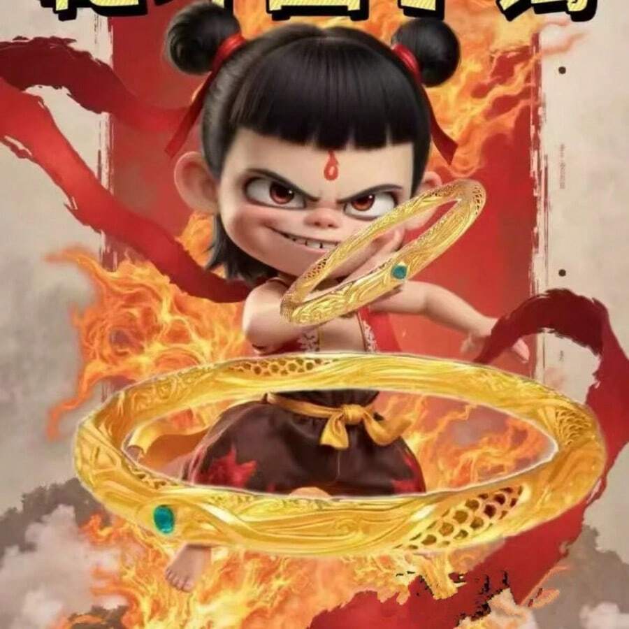 2pcs Nezha Series Rings Are Versatile And Chinese Style Can Be Adjusted. - Multicolor - View 1