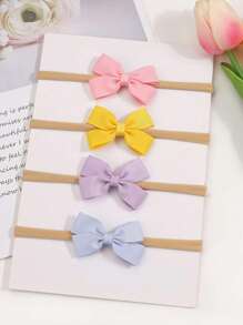 20pcs Random Minimalist Bow Hair Accessories, Soft Nylon Elastic Hair Bands For Kids & Babies - Multicolor - View 8