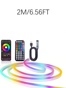 1 个带 APP 遥控器的霓虹灯带，LED 霓虹灯绳灯适用于卧室、游戏室、露台、花园、生日派对、户外装饰、防水、多种模式、室内音乐同步、室内/室外装饰 - 彩色光 - 查看 12