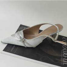 2025 Fashion Rhinestone High Heel Pointed Toe Pumps For Women, French Elegant Style - Silver - View 3