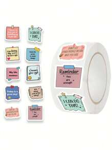 500 Sheets/Roll Self-Affirmation Diary Decorative Stickers, Back-To-School Supplies, School Gifts, Easter Gifts
